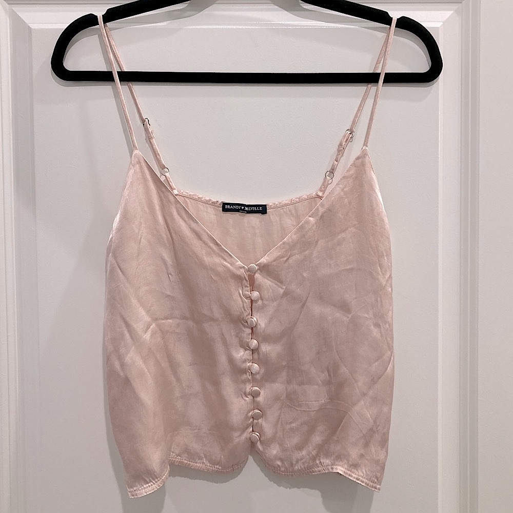 Vintage Brandy Melville Pink Silky Crop Top Camisole